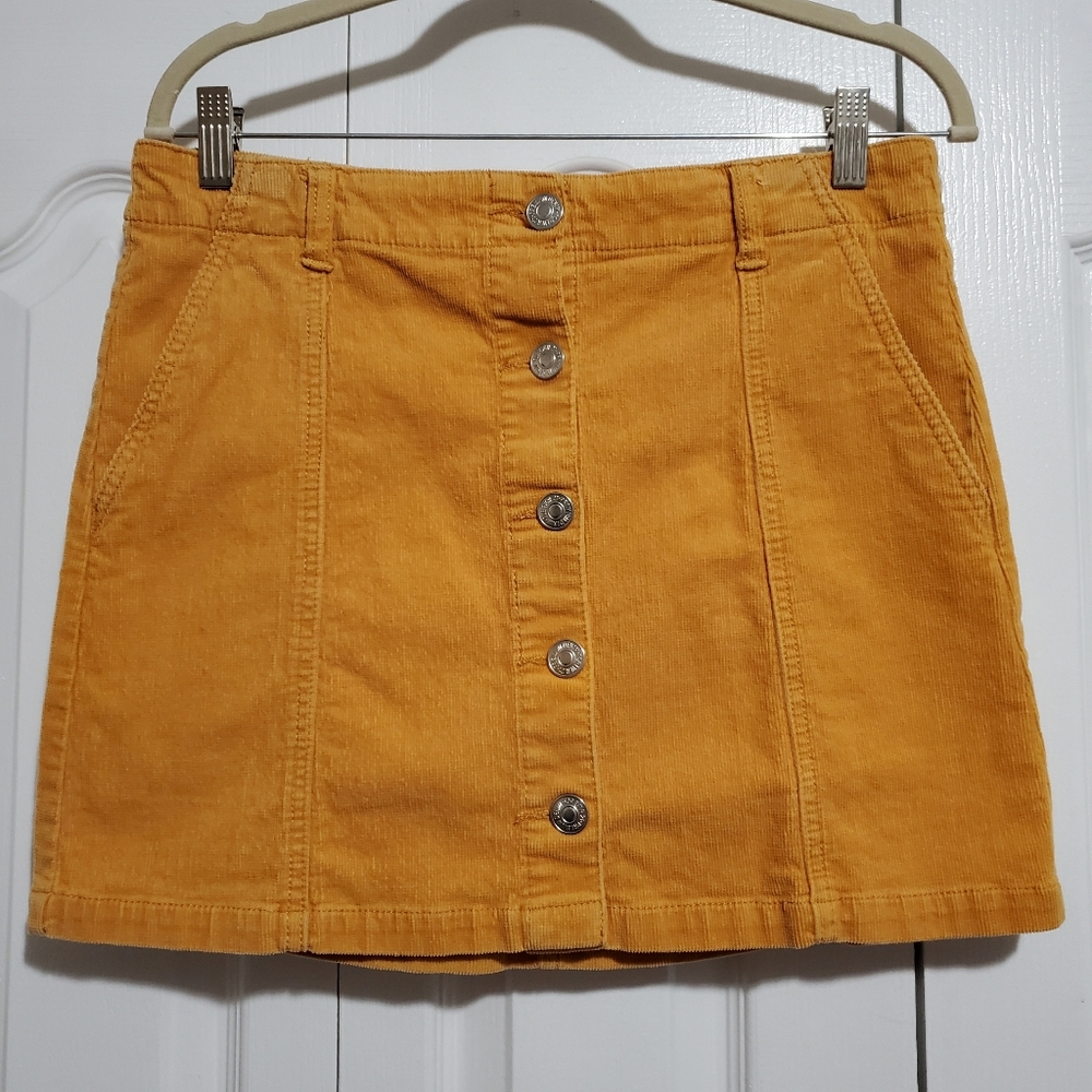 Yellow Corduroy Mini Skirt